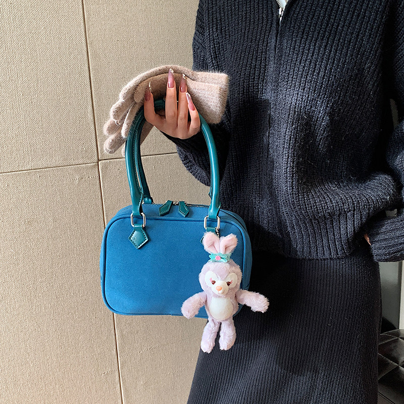 韩国流行磨砂手提包包秋冬女2025新款时尚蓝色保龄球包斜挎小方包,箱包皮具/热销女包/男包,通用款女包,淘宝优惠券,粉丝福利购,淘宝优惠卷