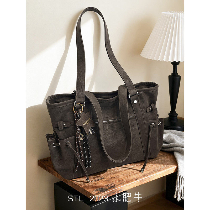 美式复古托特包包女2026新款潮大容量手提单肩包简约休闲腋下包 - 小肥牛 原创女包店出品