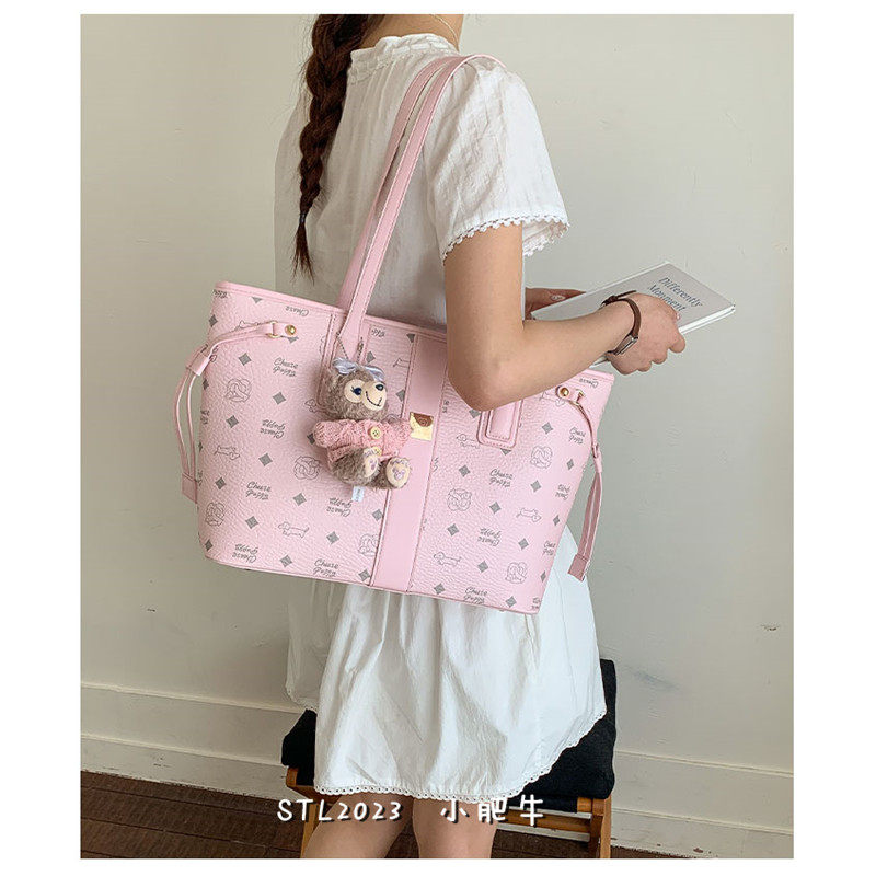 日韩少女风小众托特包包女大容量单肩包百搭通勤包粉色手提腋下包