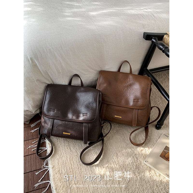 美式复古大容量双肩包包女2025新款潮时尚休闲百搭通勤学院风背包