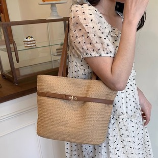 大容量森系编织包包女2025新款 小仙女田园风草编包海边度假沙滩包