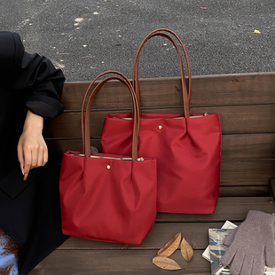 时尚百搭单肩手提包通勤包结婚包包女大容量新娘红色大容量托特包