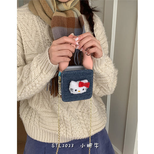 可爱少女链条斜挎小包耳机包