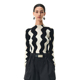 N·MORE设计师品牌 黑白波浪条纹镂空瘦身羊毛针织衫