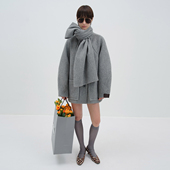 曹曦文同款 N·MORE设计师品牌 25冬季 新款 围巾造型领廓形大衣