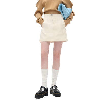 N·MORE设计师品牌 春季新款后腰松紧装饰百搭牛仔短裙半身裙