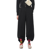 饰镂空松紧腰直口裤 N·MORE设计师品牌 糖果粉拉链装