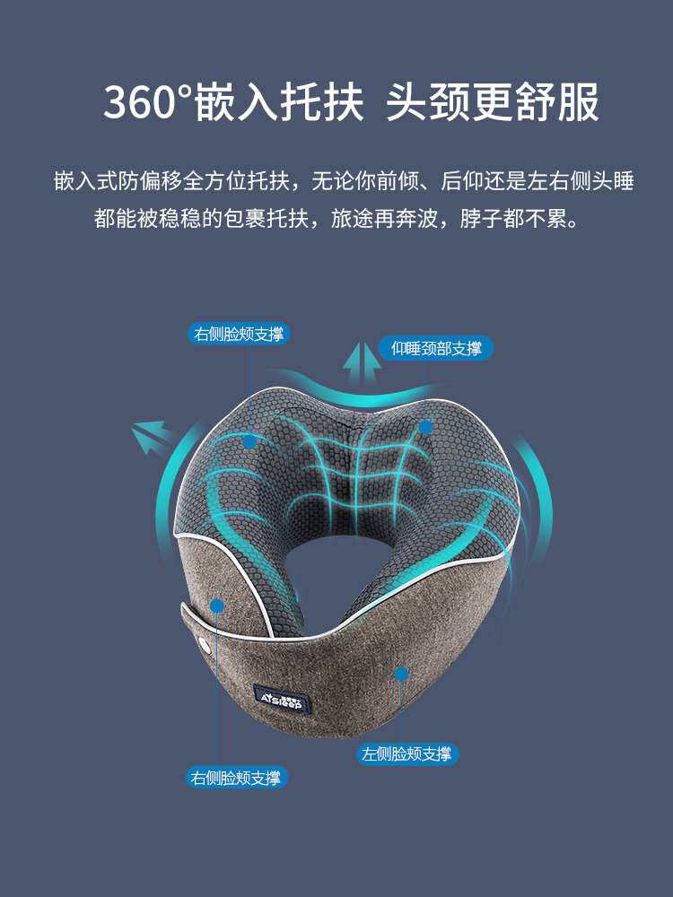 睡眠博士u型枕头颈枕护颈护脖子靠枕记忆棉便携旅行汽车飞机神器