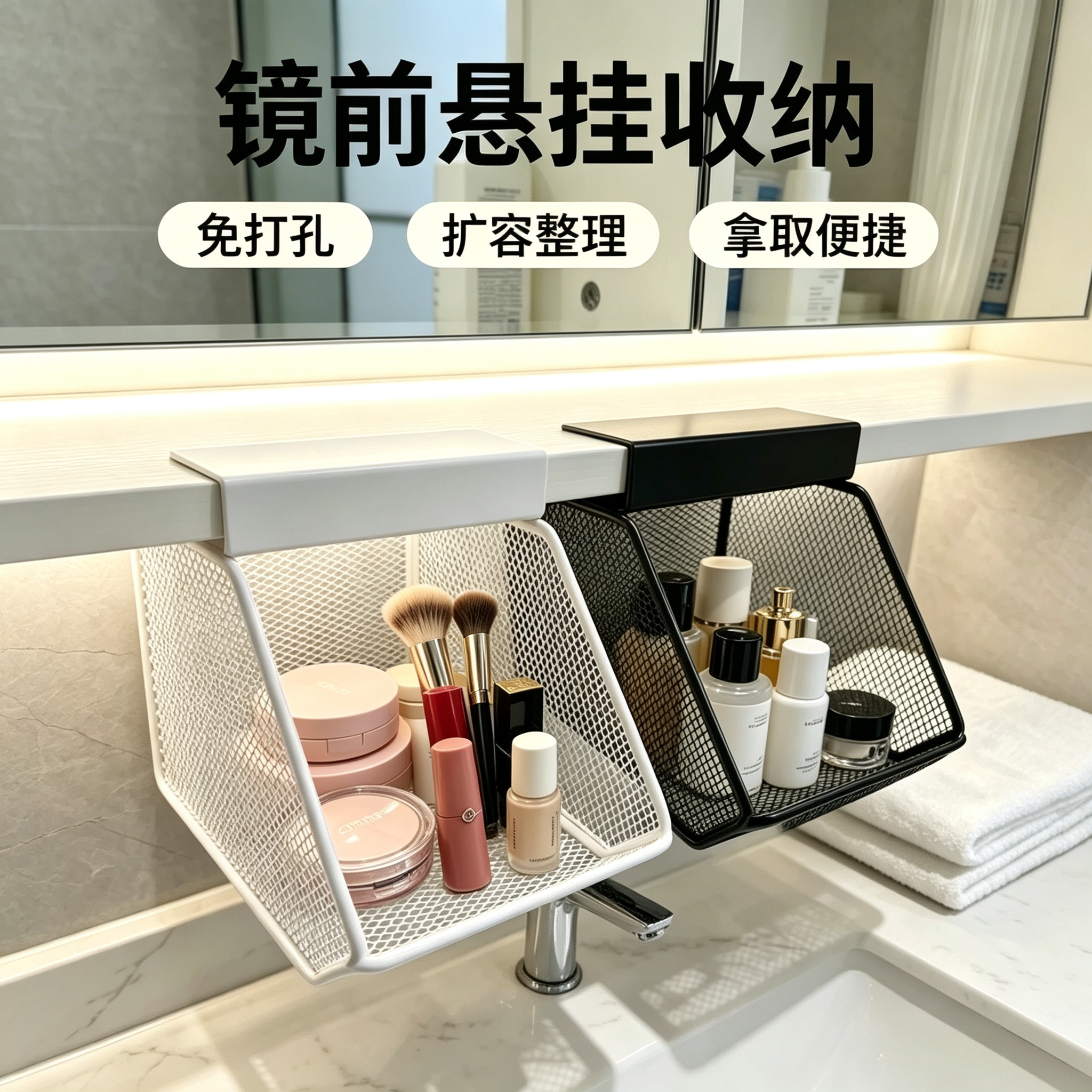 镜柜悬挂收纳整理化妆品头饰头绳
