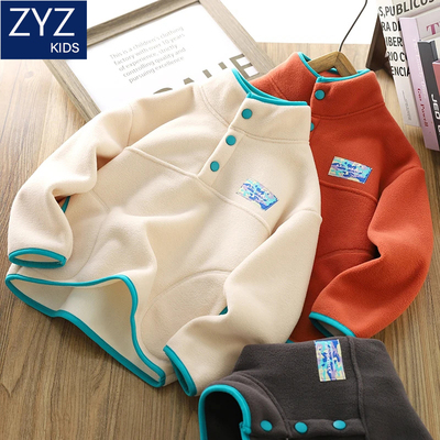 男童冬装加绒卫衣拼接加厚保暖衣