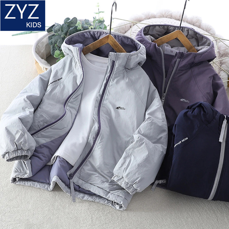 男童冬装加厚棉服连帽防风保暖潮