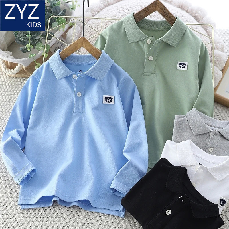 男童秋冬纯棉polo衫长袖2025新款中大童儿童洋气酷帅休闲童装卫衣