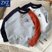 男童春款 A类纯棉T恤2026新款 中大童儿童洋气舒适假两件休闲卫衣潮