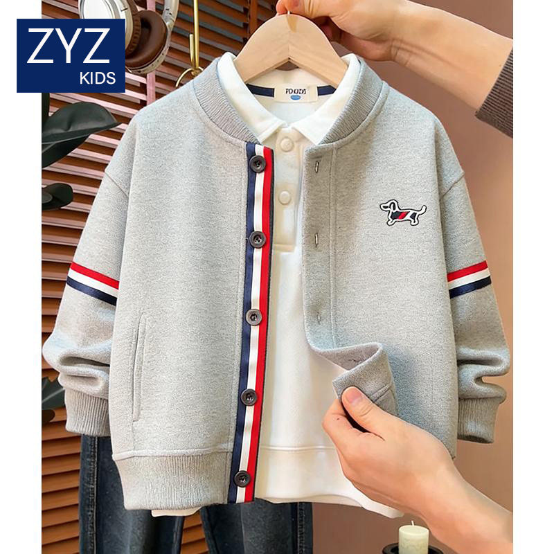 男童秋季外套大童酷帅开衫棒球服