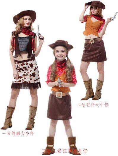 万圣节化妆舞会服装成人儿童女款西部牛仔俏丽狂野女牛仔服装