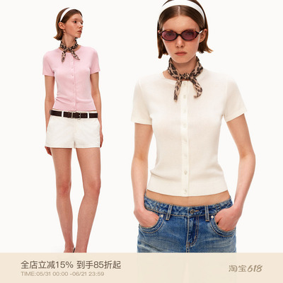 PUKI 50%莱赛尔 经典羊毛短袖开衫 正肩百搭修身T恤