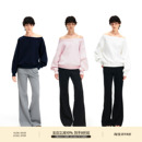 空气感宽松简约不规则设计上衣 卫衣 PUKI 两穿斜肩基础款