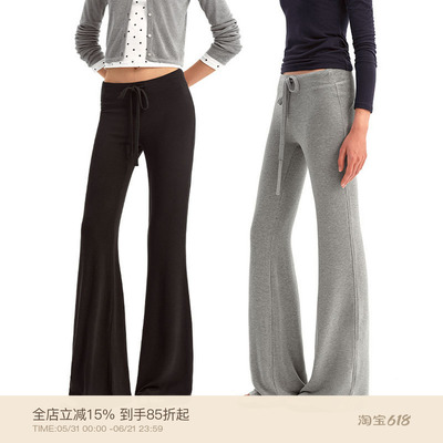 PUKI 特殊料微喇休闲裤 松弛慵懒显瘦百搭基础中低腰长卫裤