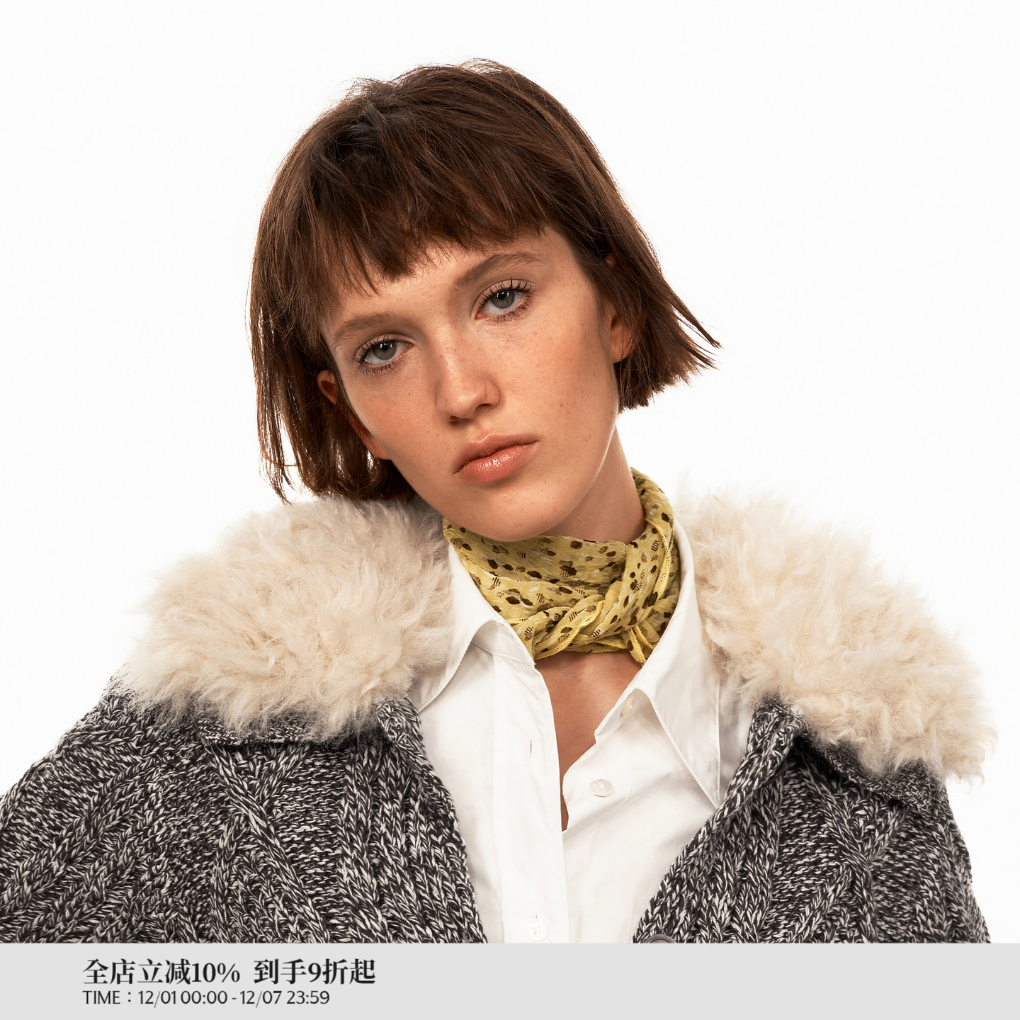 PUKI 搭配单品 撞色解构波点 时尚造型百搭小方巾