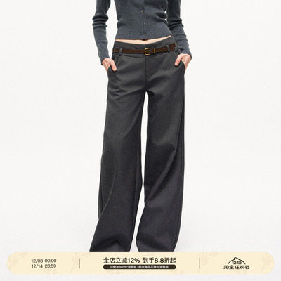 PUKI 莱赛尔立体裁片阔腿休闲百搭垂感低腰直筒西裤