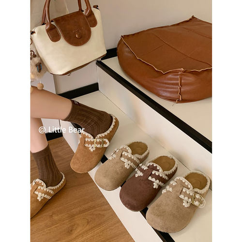 小熊出走软底内增高包头勃肯拖鞋