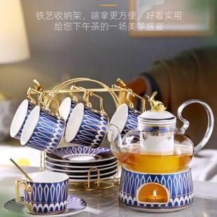 玻璃壶蜡烛加热煮水果茶壶陶瓷下午茶花果茶杯茶具 家用花茶壶套装