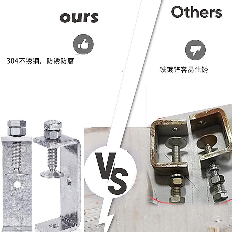 304不锈钢重型C型夹具老虎夹 木工夹G型夹 带宽钳口木工加工套件