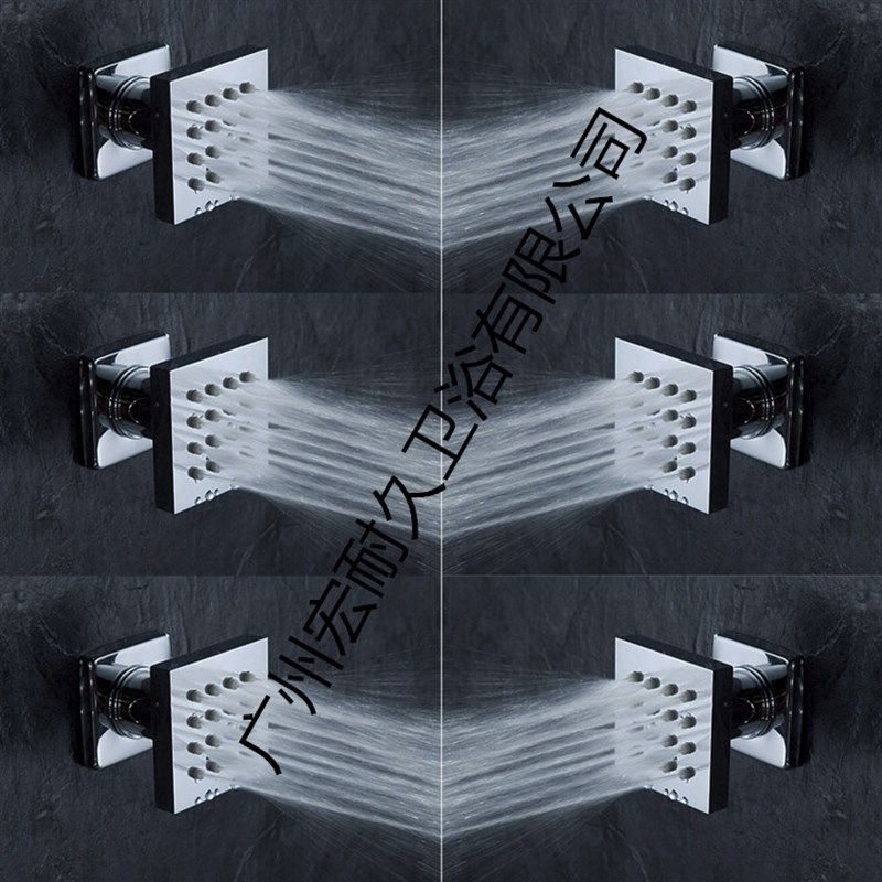 铜加长淋浴暗装硅胶出水嘴小侧喷花洒方形腰喷可旋转喷头