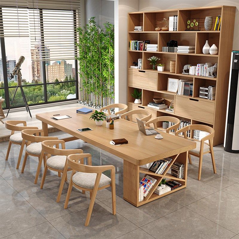 实木会议桌 图书馆创意长条洽谈大板桌现代公司会议室多人办公桌,商业/办公家具,会议桌,淘宝优惠券,粉丝福利购,淘宝优惠卷