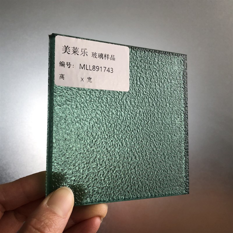 厂家供应艺术夹胶玻璃 绿色表面凹凸纹玻璃加工广州