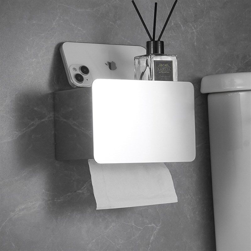304不锈钢纸巾盒免打孔卫生间封闭式抽纸厕纸架浴室纸巾架壁挂式