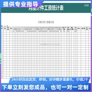 原创设计月度计件工资统计表新个税EXCEL表格WPS系统定制