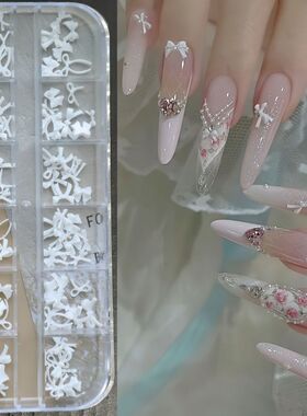 12格迷你蝴蝶结美甲饰品网红爆款穿戴甲光疗甲领结飘带穿戴甲配饰