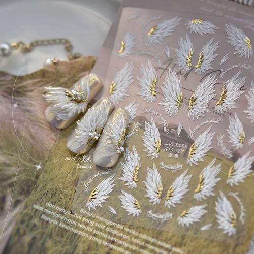 tomoni天使之翼烫金美甲贴纸