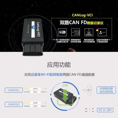 来可2路CAN记录仪CANFD/CAN数据记录仪脱机WiFi通讯收发下载