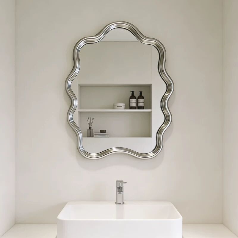 法式中古包豪斯银色异形浴室镜