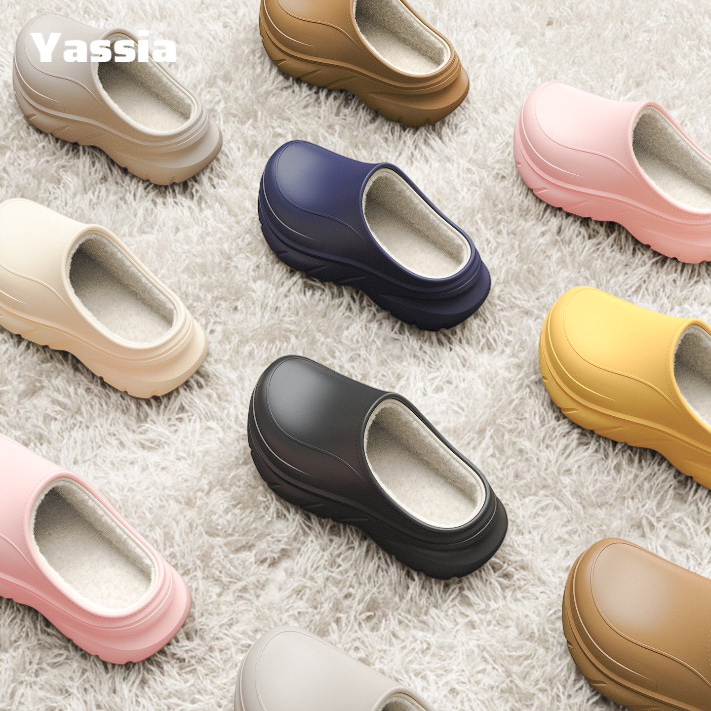 亚束男女棉拖鞋冬季保暖防水加厚