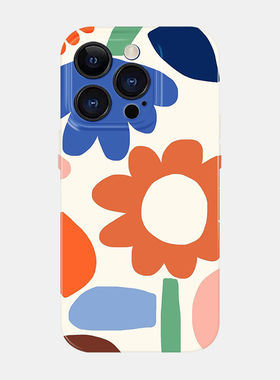 适用苹果16手机壳iPhone15华为p70nova13mate60小米15涂鸦opporen14菲林vivox200荣耀300保护套~小众创意花朵