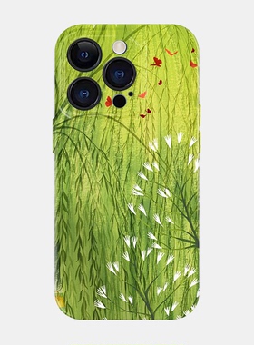 春柳适用苹果16promax手机壳15小米14华为mate60亮面菲林p70荣耀200绿色高级感nova13一加12oppo全包vivos20