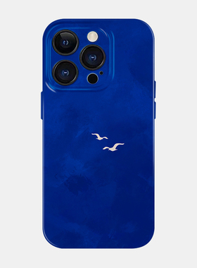 适用华为iPhone苹果16promax手机壳小米15plusins风14pm超好看高级感13小众不撞款12华为mate70 海鸥简约蓝色