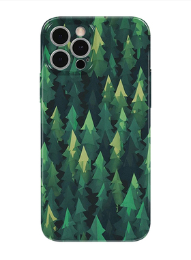 春夏日清新墨绿色森林手机壳p70苹果15promax菲林iphone14华为mate60亮面nova12荣耀90适用mini小米13vivoppo