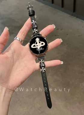 适用华为朋克风细边克罗锌铆钉手表表带watch4watch5GT4GT5proGT6