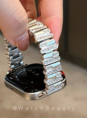 适用华为蝴蝶扣镶钻不规则金属手表表带FIT34watch4watch5GT56pro