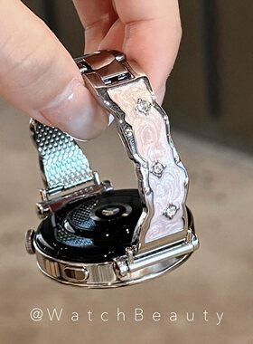 适用华为星河滴胶金属镶钻手镯款手表表带watch4watch5GT5GT6pro