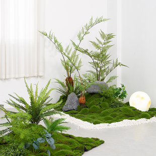仿真绿植造景室内角落蕨类植物景观组合摆件办公室商场假青苔装饰