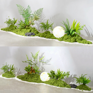 仿真绿植造景室内楼梯下植物微景观装饰橱窗软装商业花艺苔藓布置
