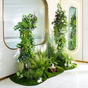 森系大型仿真绿植造景室内橱窗拱门花艺装饰仿生芦苇苔藓草丛摆设