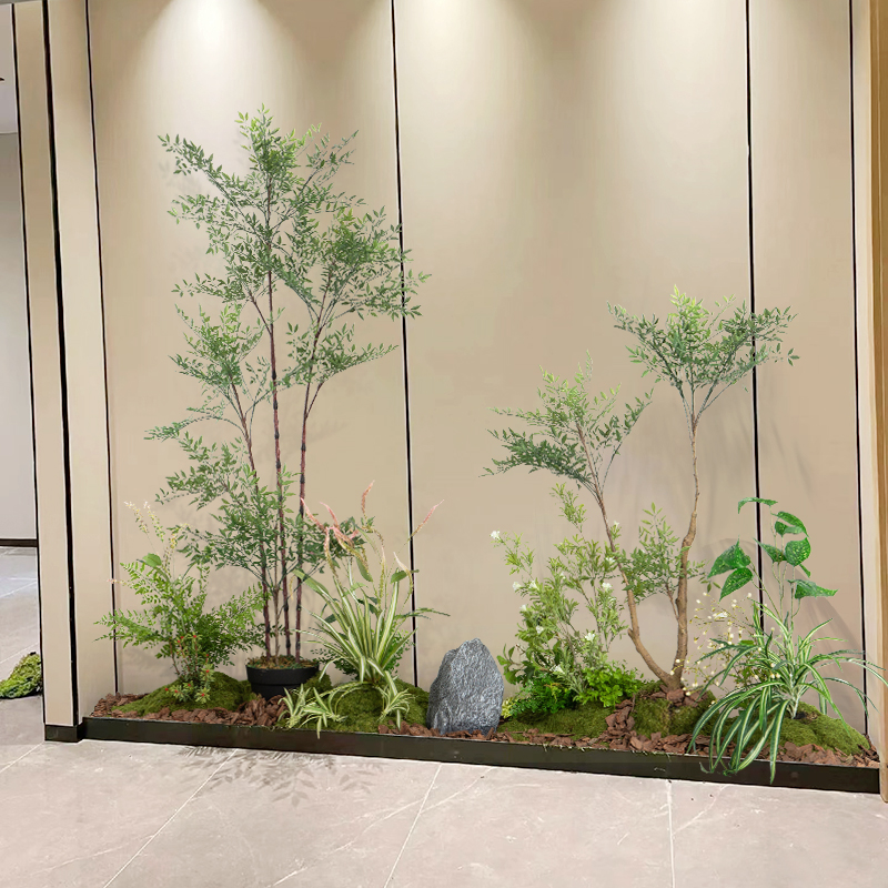 中式仿真南天竹绿植造景庭院布置