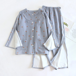 100%棉易穿脱卧床瘫痪老人护理服病号服针灸透析化疗骨折护理衣裤