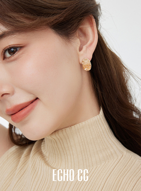 ECHO CC饰品 原版！橘子海小香风耳环 高级感橙色渐变925纯银耳钉